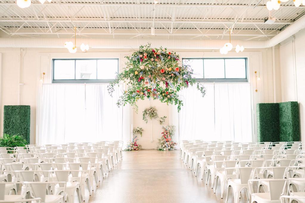 Vibrant wedding ceremony at PINE in Charlotte, NC