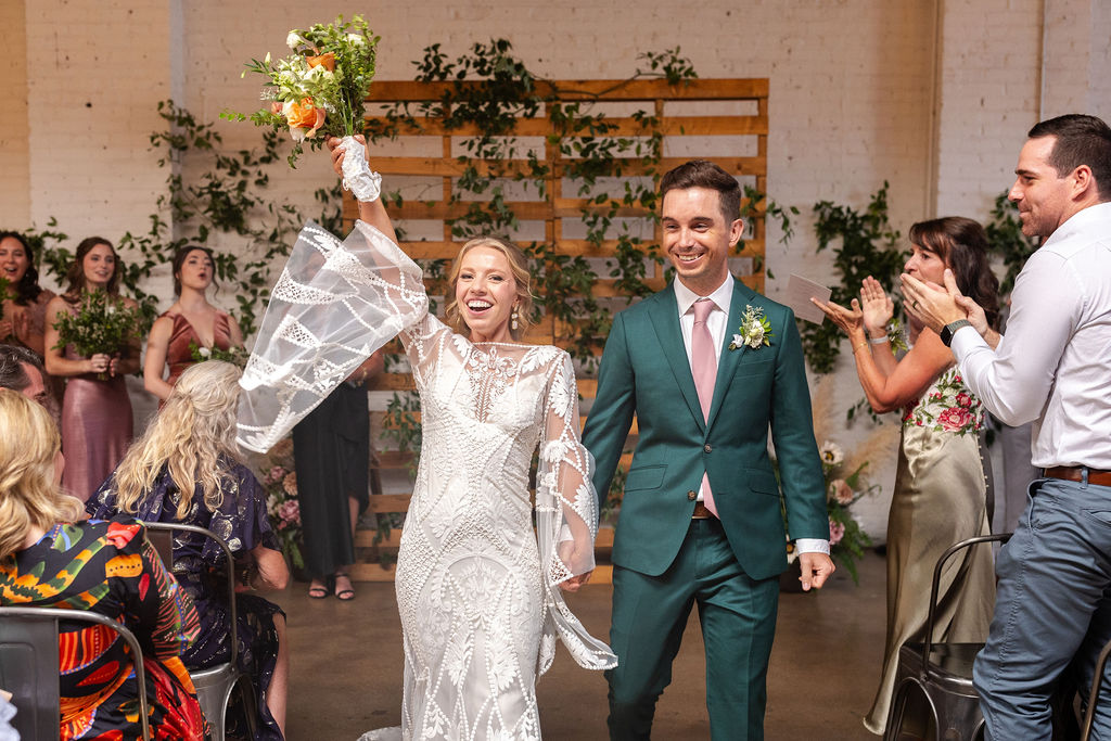 Bride and groom on their wedding day