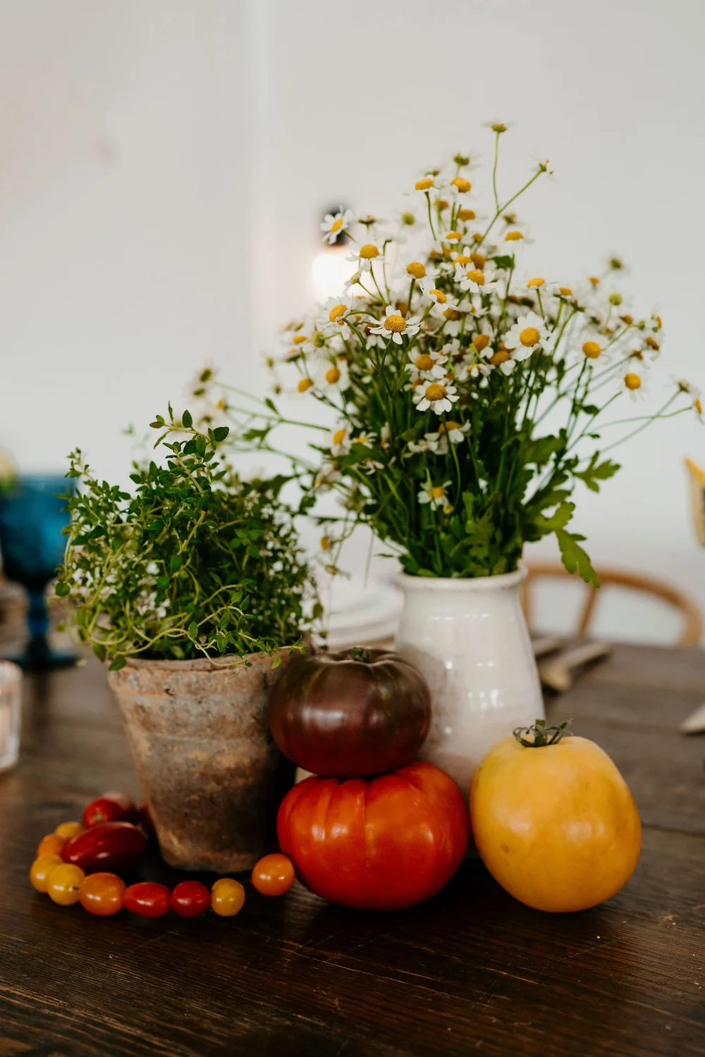 Fruit and vegetable centerpiece at Nashville event planned by 828 Planning