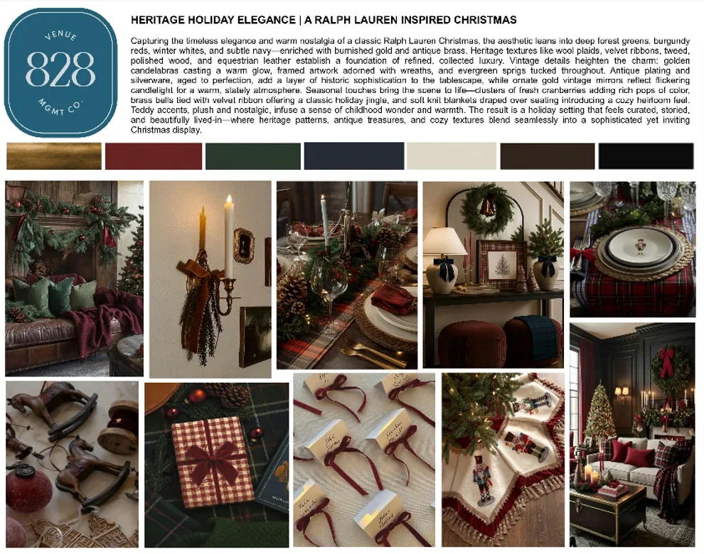 Ralph Lauren–inspired Christmas mood board created by 828 Planner