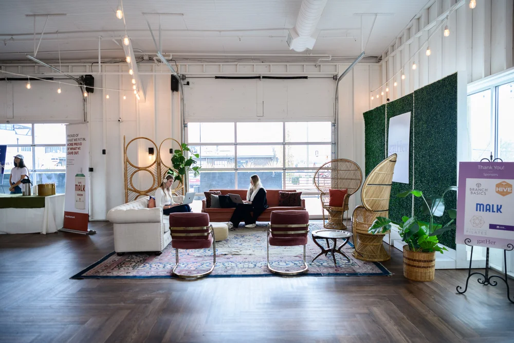 Corporate event lounge setup at 14TENN, a Nashville event venue