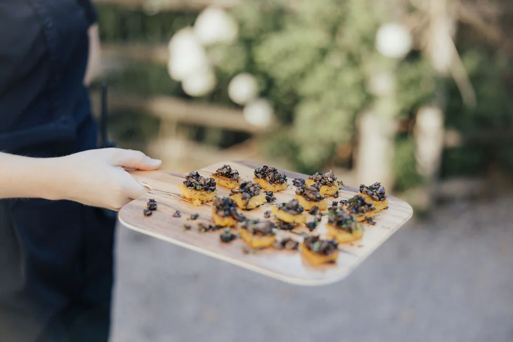 Wedding cocktail hour appetizers at Fox Hollow Farm